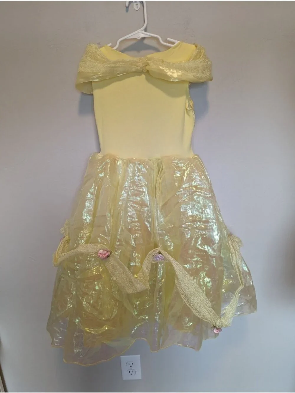 Disney Belle Costume Dress Yellow Shimmering Gown With Rose Details Small